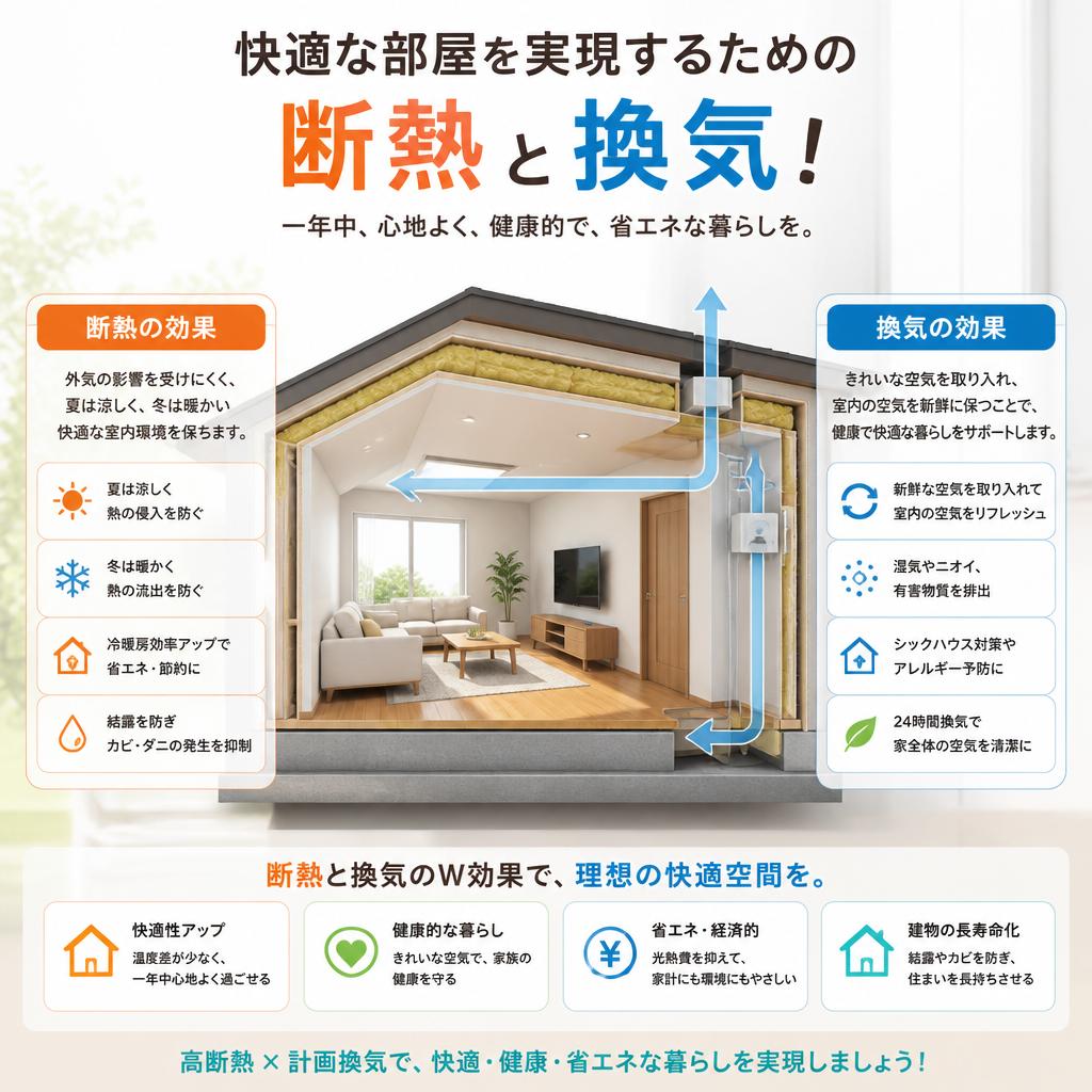 快適な部屋を実現するための断熱と換気！